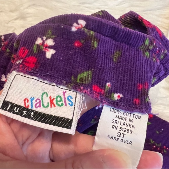 Vintage Corduroy Jumper Dress Floral Print white one piece bodysuit included 3t - Picture 8 of 10